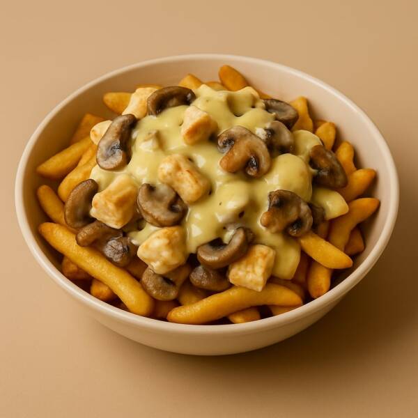 Mr. Poutin Fries + Chicken, Mushroom, Cheese